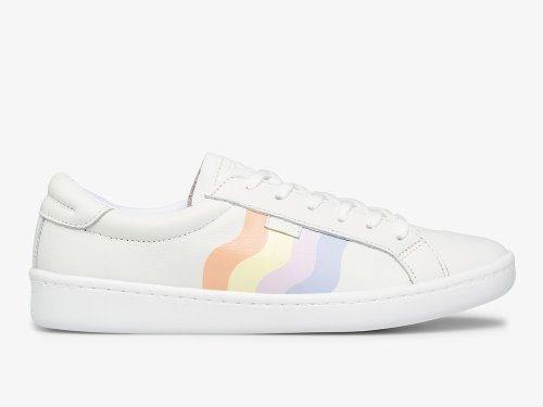 Keds Ace Lær Wavy Print Snøresko Dame Hvite Multicolor | NO-51056