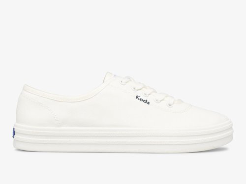 Keds Breezie Canvas Snøresko Dame Hvite | NO-32928