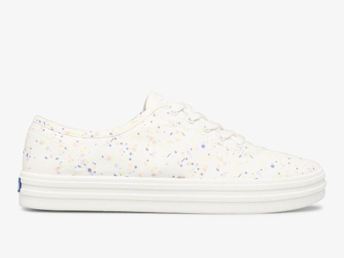 Keds Breezie Confetti Canvas Snøresko Dame Hvite Multicolor | NO-84135