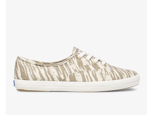 Keds Champion Animal Snøresko Dame Pisket Krem | NO-20815