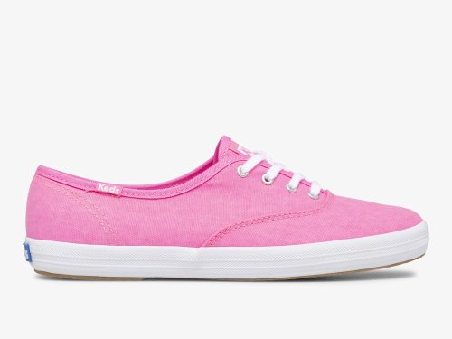 Keds Champion Canvas Neon Washable Snøresko Dame Rosa | NO-79227