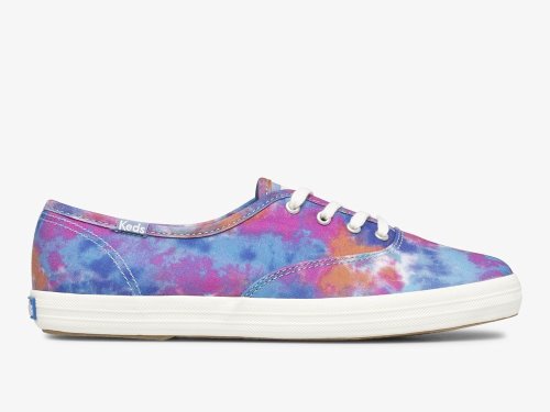 Keds Champion Canvas Tie Dye Snøresko Dame Blå Rosa | NO-15884