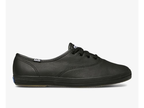 Keds Champion Original Lær Snøresko Dame Svarte | NO-02865