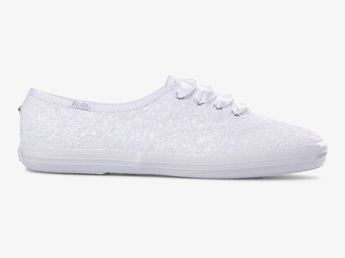 Keds Champion Sequins Snøresko Dame Hvite | NO-30752