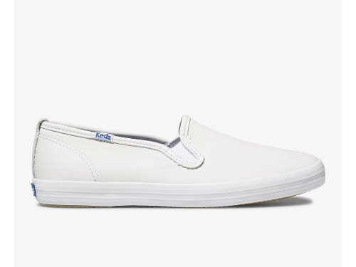 Keds Champion Slip On Lær SlipOnSneakers Dame Hvite | NO-95757