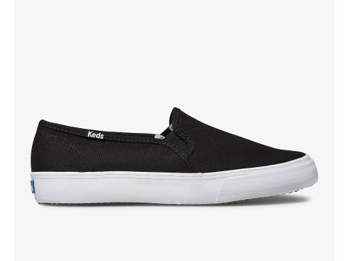 Keds Double Decker Canvas SlipOnSneakers Dame Svarte | NO-61403