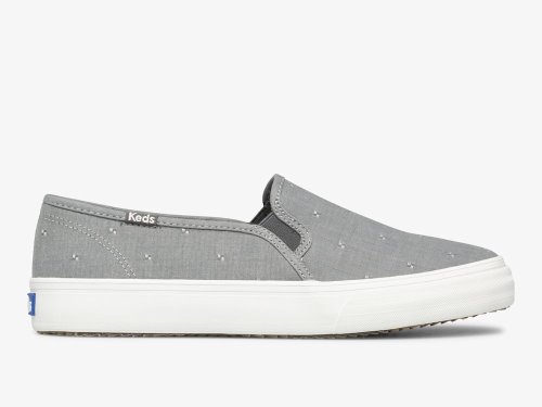 Keds Double Decker Dobby Jacquard SlipOnSneakers Dame Mørke Grå | NO-11040