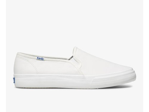 Keds Double Decker Lær SlipOnSneakers Dame Hvite | NO-97416