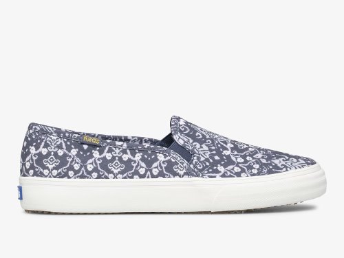 Keds Double Decker Mosaic Canvas SlipOnSneakers Dame Blå | NO-12447