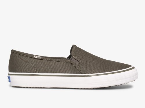 Keds Double Decker Tencel™ SlipOnSneakers Dame Olivengrønne | NO-90417