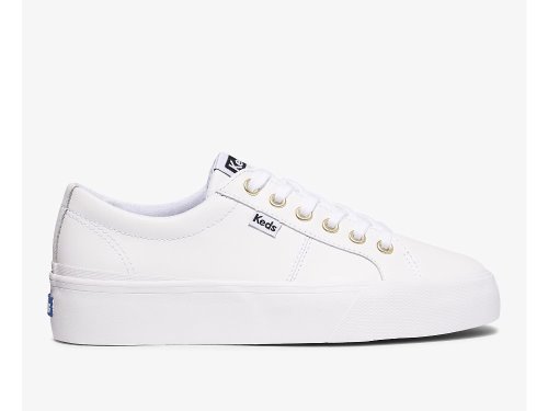 Keds Jump Kick Duo Lær Lær Sneakers Dame Hvite | NO-36328