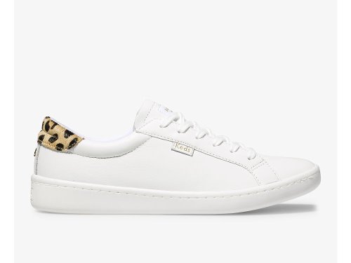 Keds Kate Spade New York Ace Lær Calf Hair Snøresko Dame Hvite Leopard | NO-24922