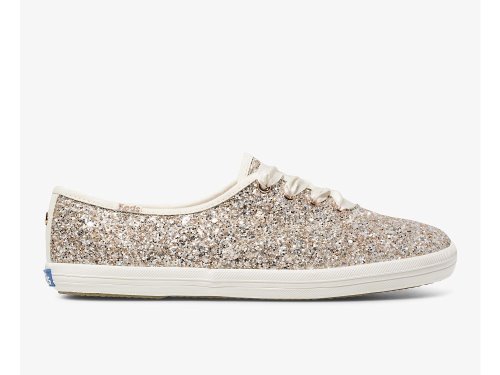 Keds Kate Spade New York Champion Glitter Snøresko Dame Rosa Gull Multicolor | NO-29208