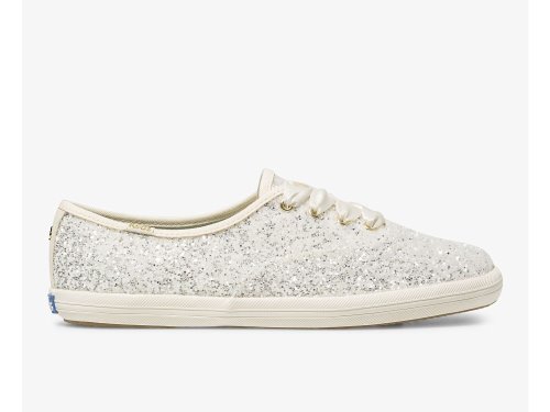 Keds Kate Spade New York Champion Glitter Snøresko Dame Pisket Krem | NO-82243