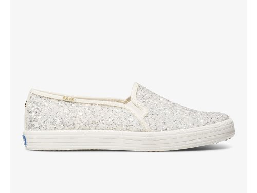 Keds Kate Spade New York Double Decker Glitter SlipOnSneakers Dame Pisket Krem | NO-91242