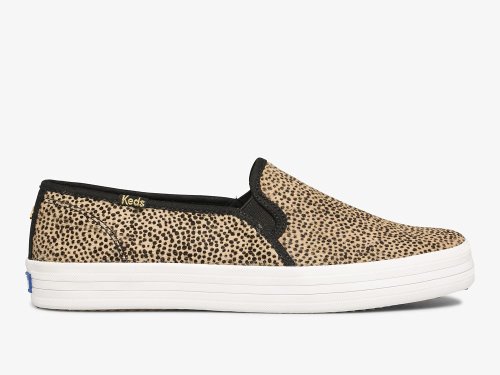 Keds Kate Spade New York Double Decker Tiny Dot Calf Hair SlipOnSneakers Dame Brune Svarte | NO-45442