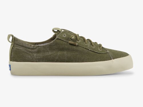 Keds Kickback Canvas Washable Snøresko Dame Olivengrønne | NO-51351