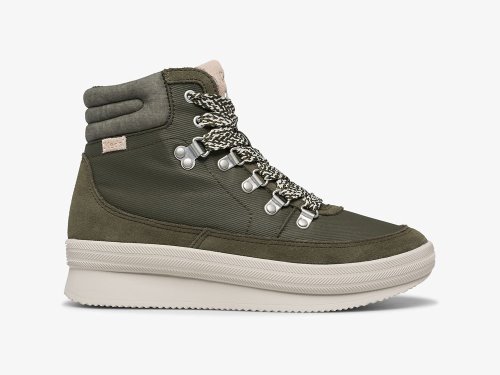 Keds Midland Boot Semsket Skinn & Splash Twill w/ Thinsulate™ Snøresko Dame Grønn | NO-54755