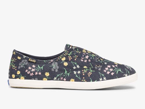 Keds Rifle Paper Co. Chillax Petite Fleurs Printed SlipOnSneakers Dame Marineblå Multicolor | NO-56281