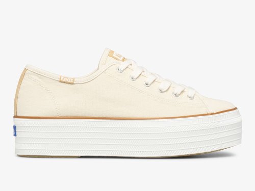 Keds Triple Up Canvas Platform Sneakers Dame Pisket Krem | NO-28505