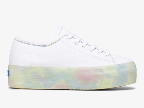 Keds Triple Up Tie Dye Foxing Platform Sneakers Dame Hvite Multicolor | NO-73207