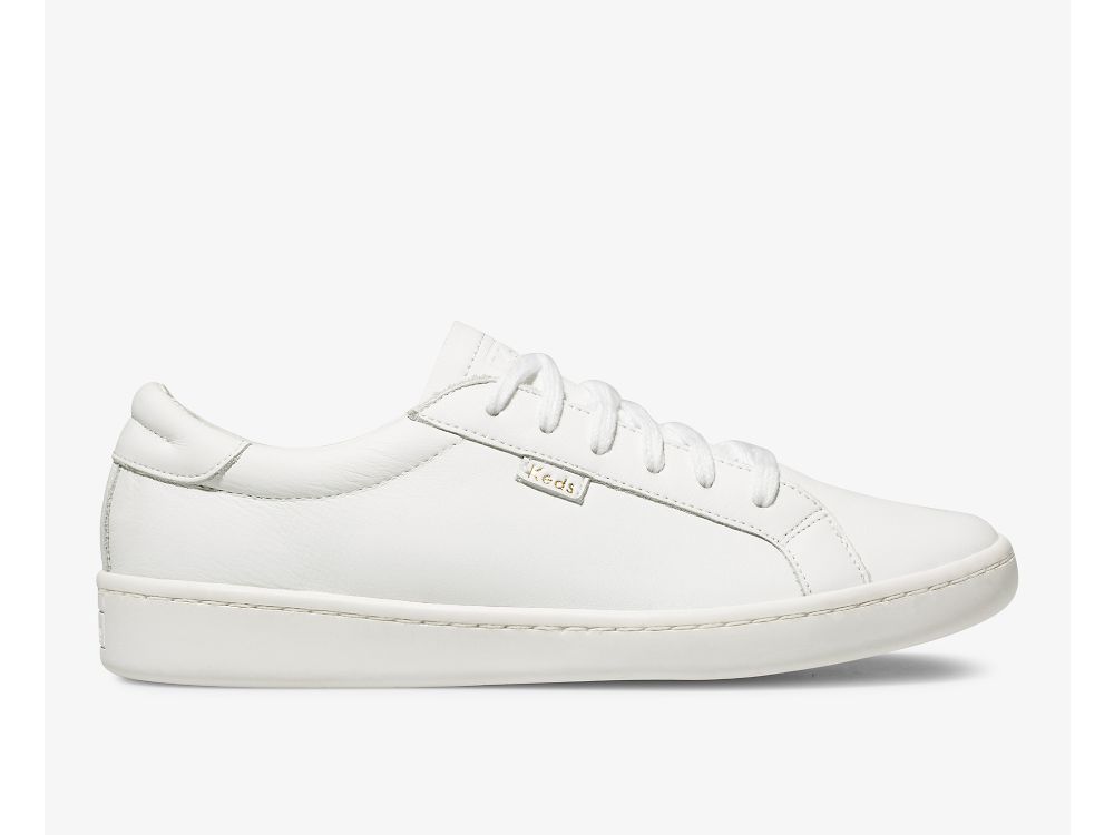 Keds Ace Lær Lær Sneakers Dame Hvite | NO-73628