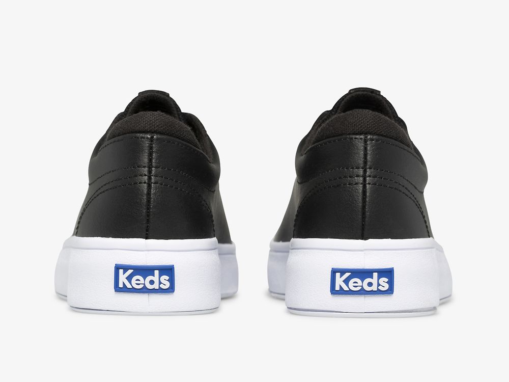 Keds Alley Lær Lær Sneakers Dame Svarte | NO-19674