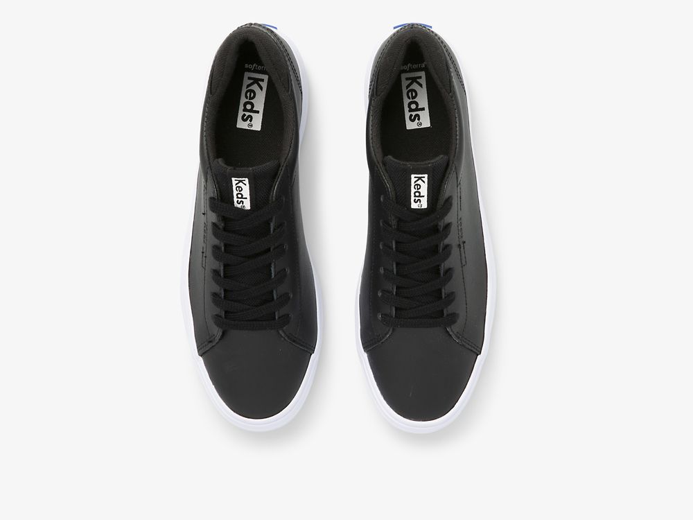 Keds Alley Lær Snøresko Dame Svarte | NO-26916