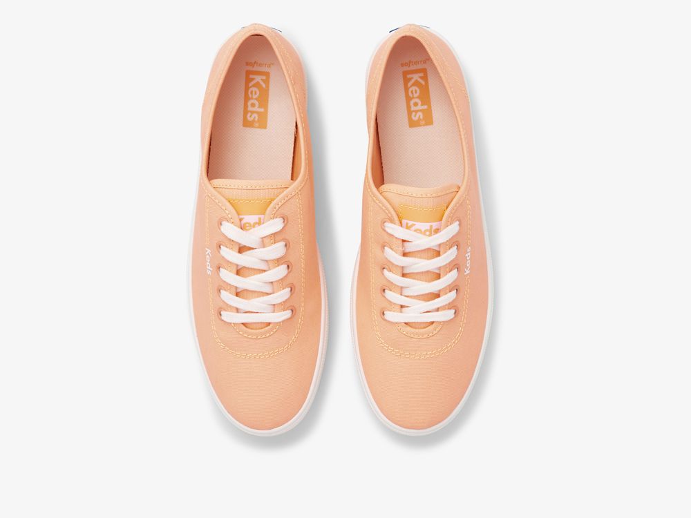 Keds Breezie Canvas Neon Snøresko Dame Korall | NO-23730