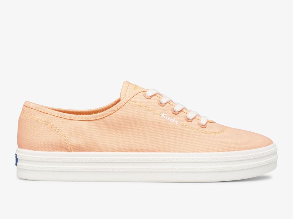 Keds Breezie Canvas Neon Snøresko Dame Korall | NO-23730