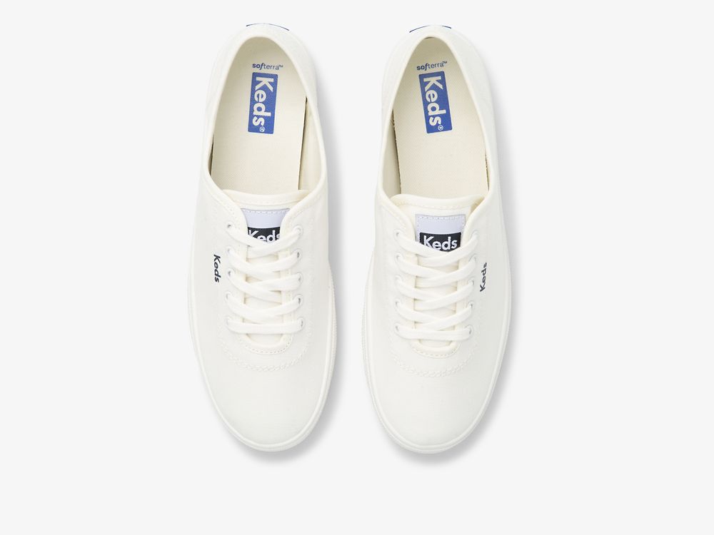 Keds Breezie Canvas Snøresko Dame Hvite | NO-32928