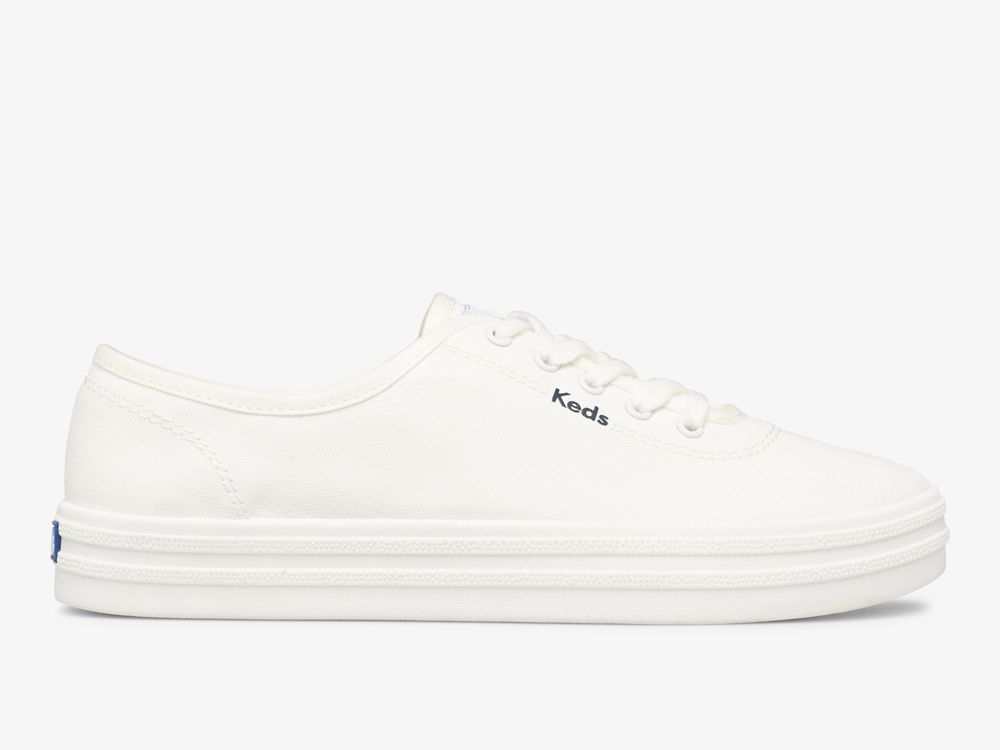 Keds Breezie Canvas Snøresko Dame Hvite | NO-32928