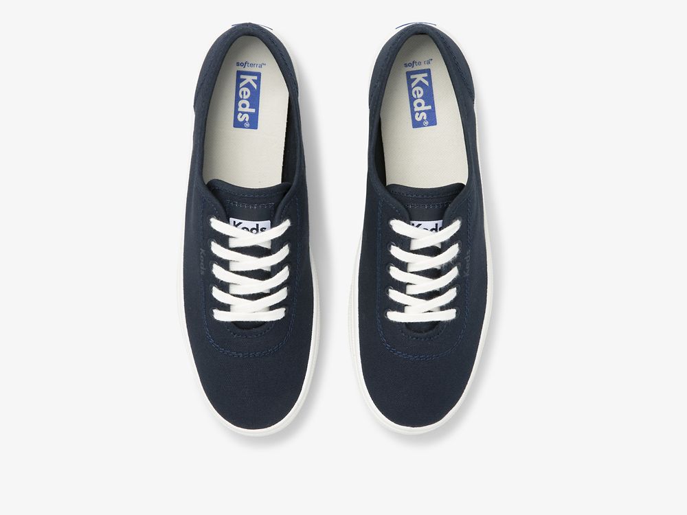 Keds Breezie Canvas Snøresko Dame Marineblå | NO-98120