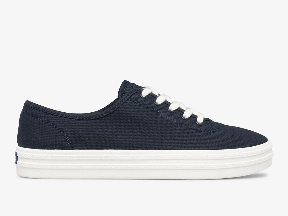 Keds Breezie Canvas Snøresko Dame Marineblå | NO-98120