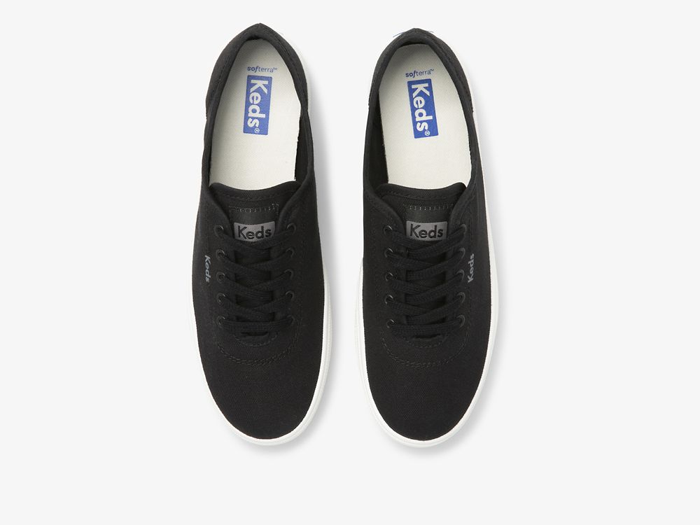 Keds Breezie Canvas Snøresko Dame Svarte | NO-98123