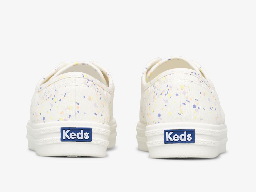 Keds Breezie Confetti Canvas Snøresko Dame Hvite Multicolor | NO-84135