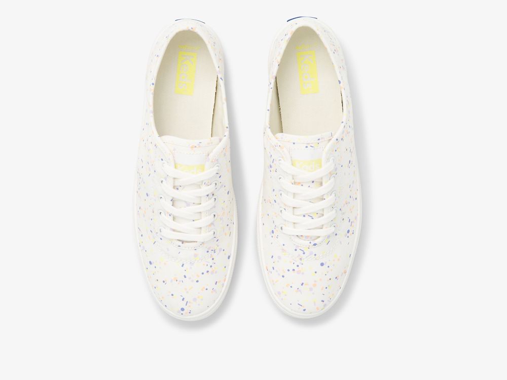 Keds Breezie Confetti Canvas Snøresko Dame Hvite Multicolor | NO-84135