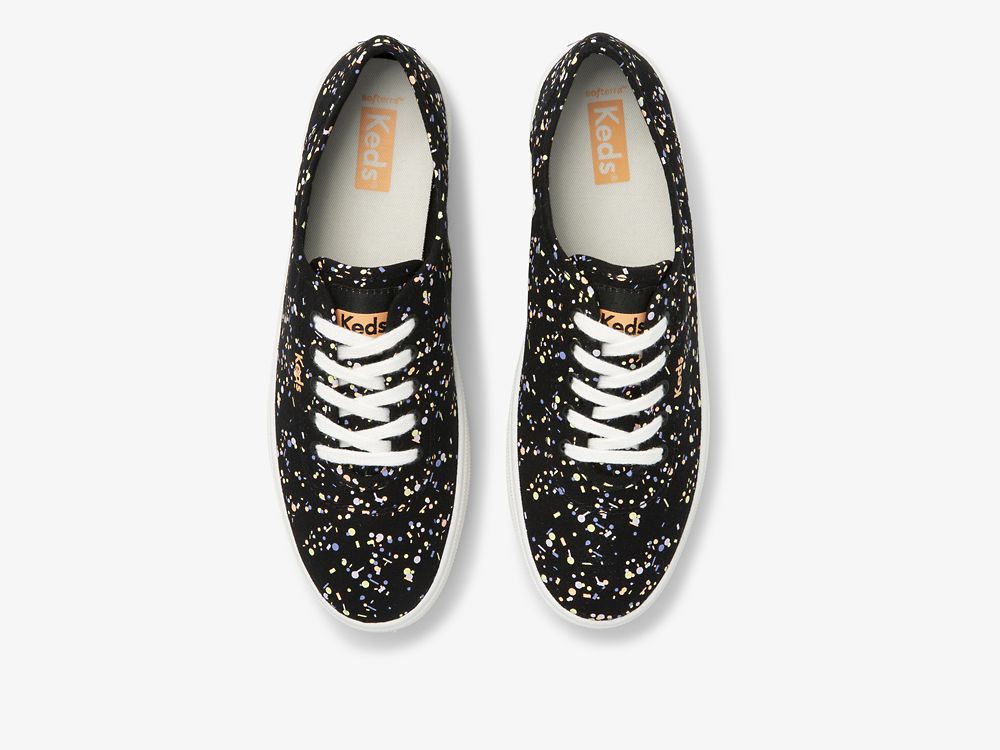 Keds Breezie Confetti Canvas Snøresko Dame Svarte Multicolor | NO-88361