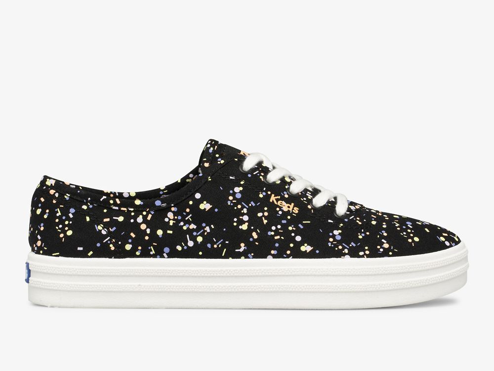 Keds Breezie Confetti Canvas Snøresko Dame Svarte Multicolor | NO-88361