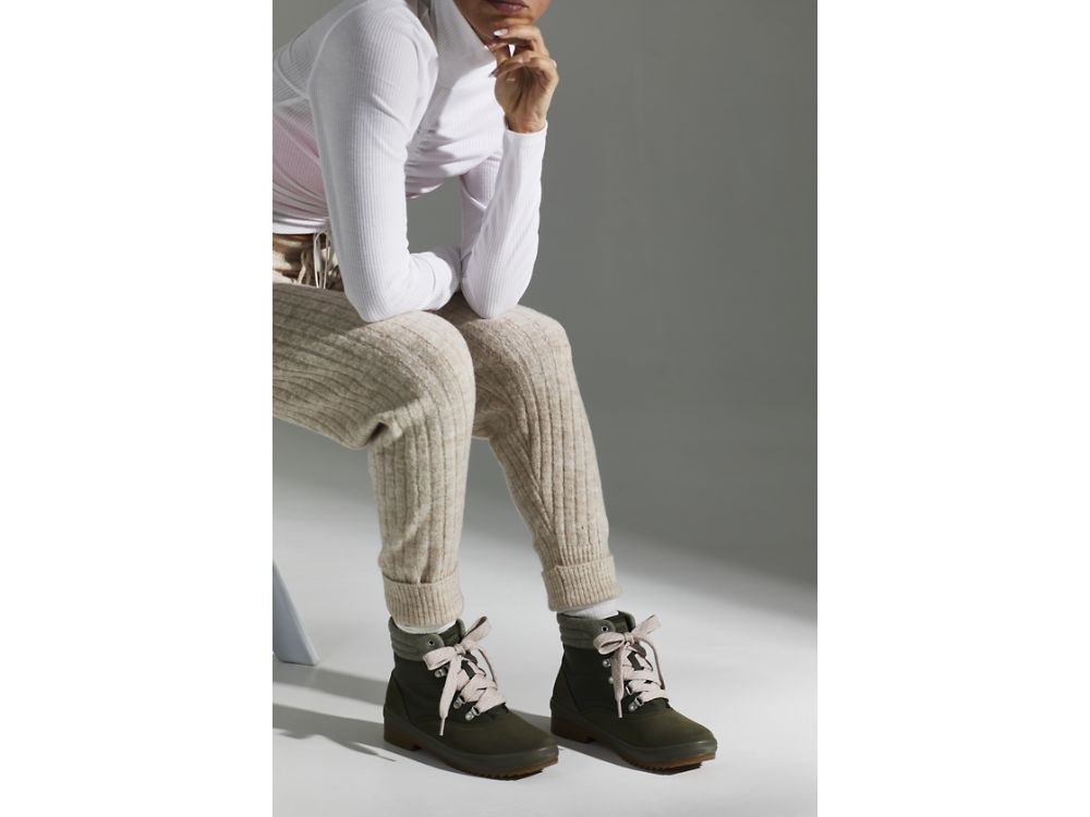 Keds Camp Boot Semsket Skinn & Splash Twill w/ Thinsulate™ Støvler Dame Olivengrønne | NO-09671