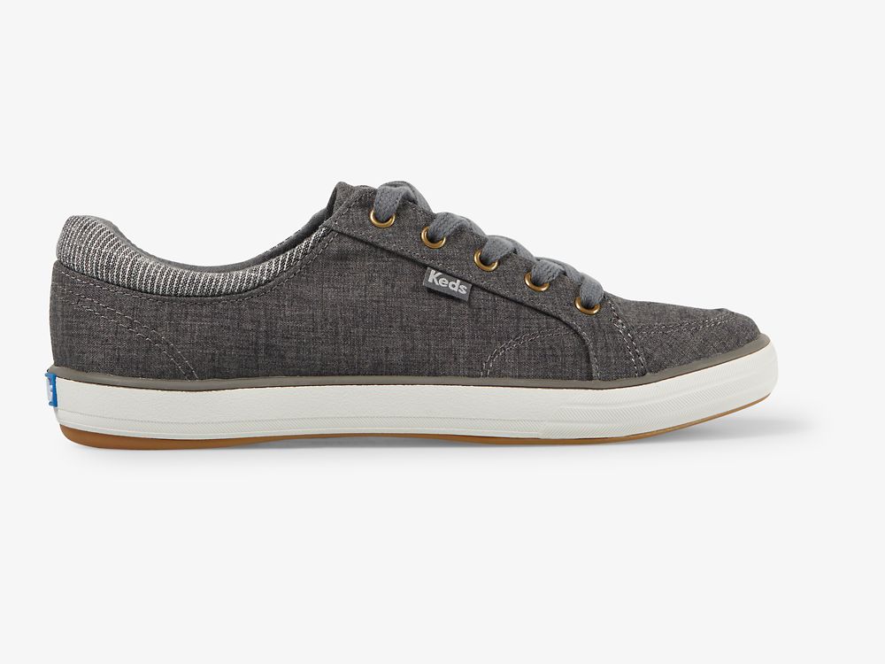 Keds Center II Bomull Slub Snøresko Dame Grå | NO-65285