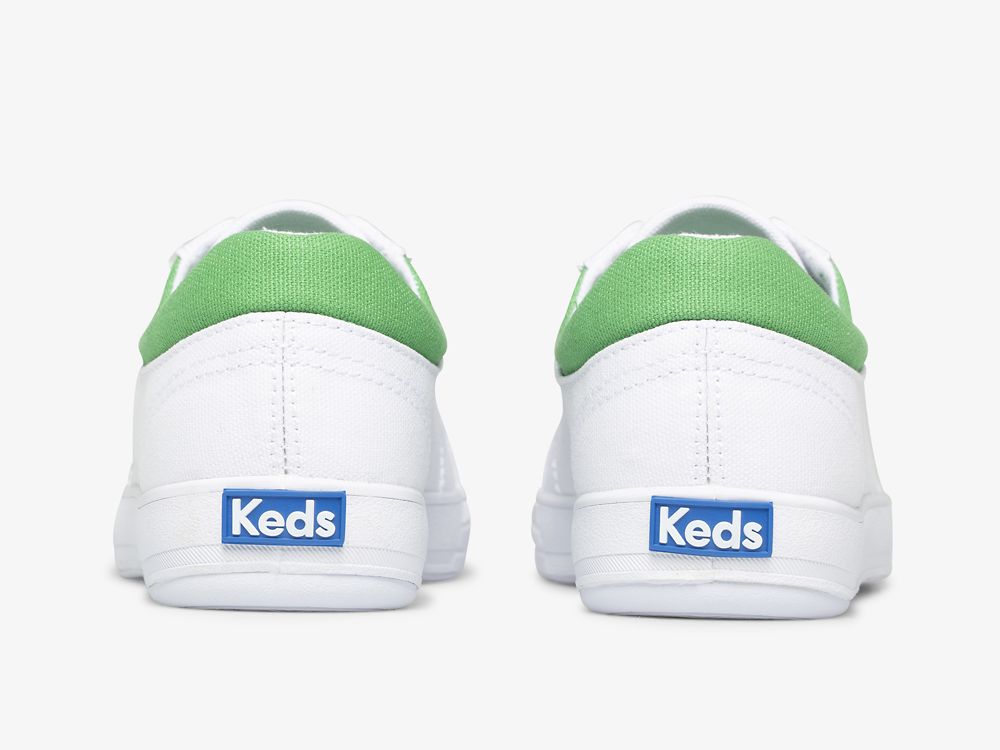 Keds Center II Canvas Snøresko Dame Hvite Grønn | NO-90236