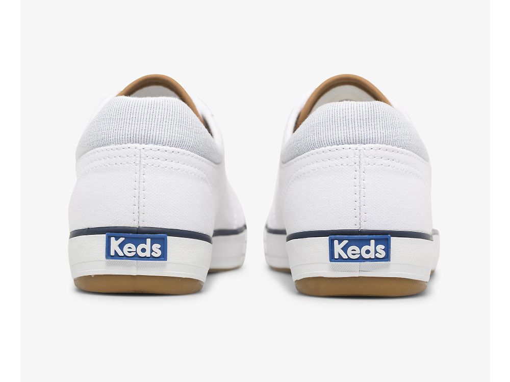 Keds Center II Canvas Stripe Snøresko Dame Hvite | NO-25690