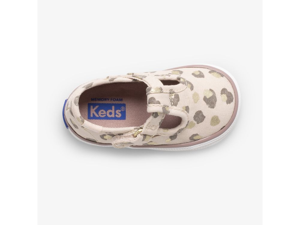 Keds Champion Blonder Tå Cap Tstrap SlipOnSneakers Jente Leopard | NO-23873