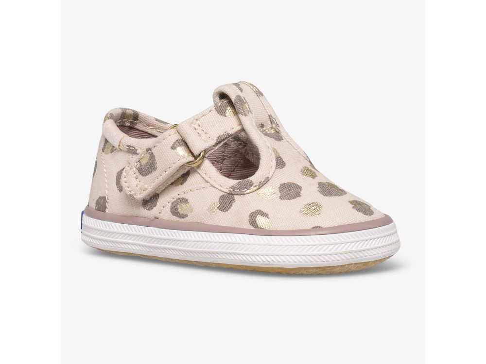 Keds Champion Blonder Tå Cap Tstrap SlipOnSneakers Jente Leopard | NO-23873