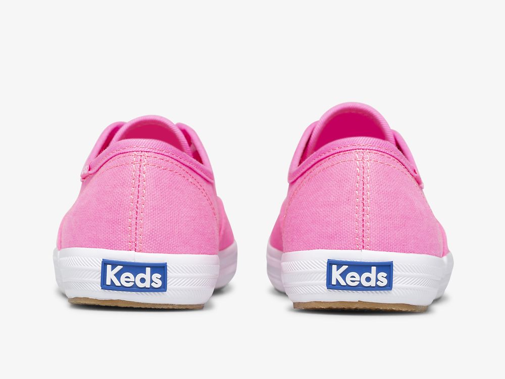 Keds Champion Canvas Neon Washable Snøresko Dame Rosa | NO-79227