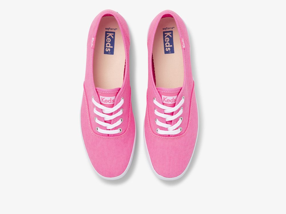 Keds Champion Canvas Neon Washable Snøresko Dame Rosa | NO-79227