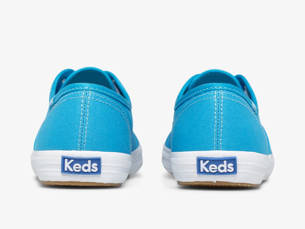 Keds Champion Canvas Neon Washable Snøresko Dame Blå | NO-87067