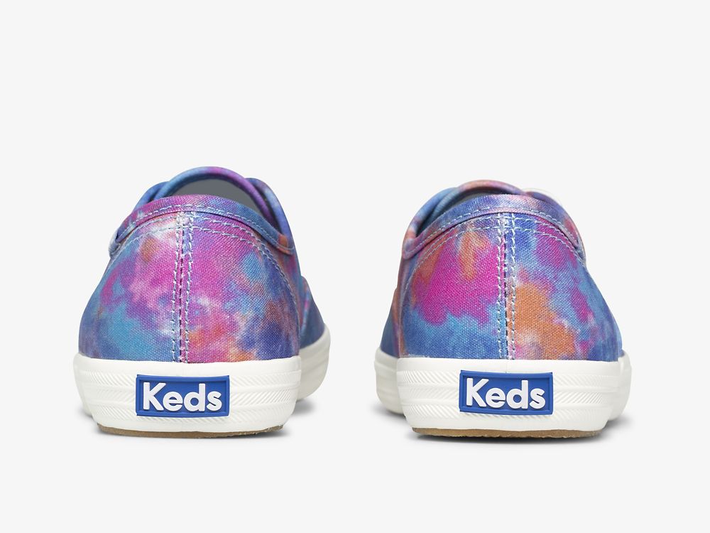 Keds Champion Canvas Tie Dye Snøresko Dame Blå Rosa | NO-15884