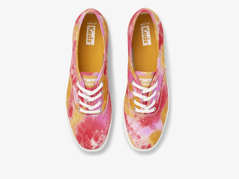 Keds Champion Canvas Tie Dye Snøresko Dame Rosa Oransje | NO-72895